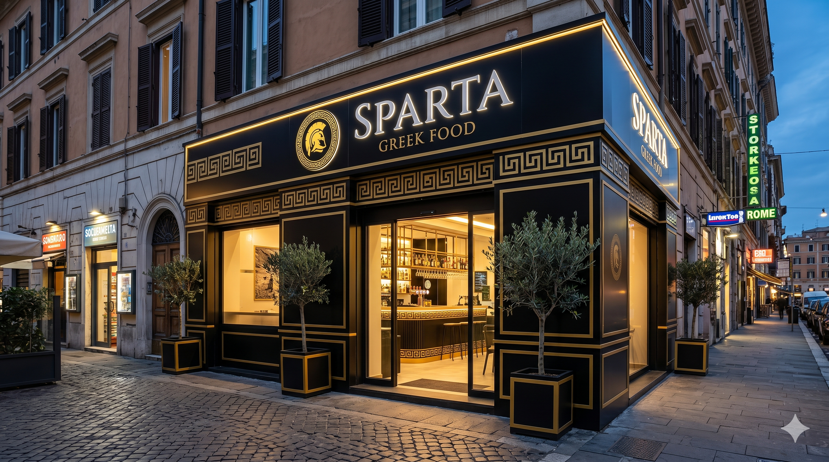 Fachada Sparta Greek Food Roma